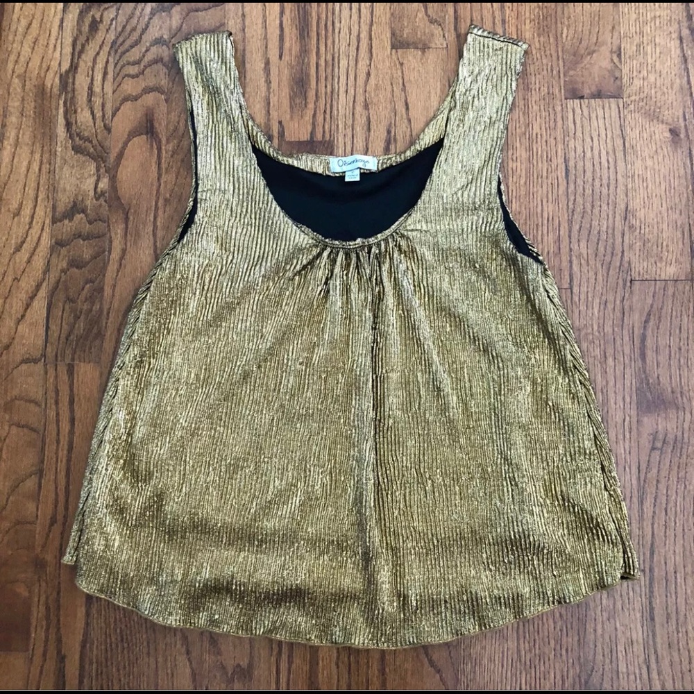 Olsenboye JCPenney Metallic Gold Ribbed Tank Top Sleeveless Blouse Size Medium